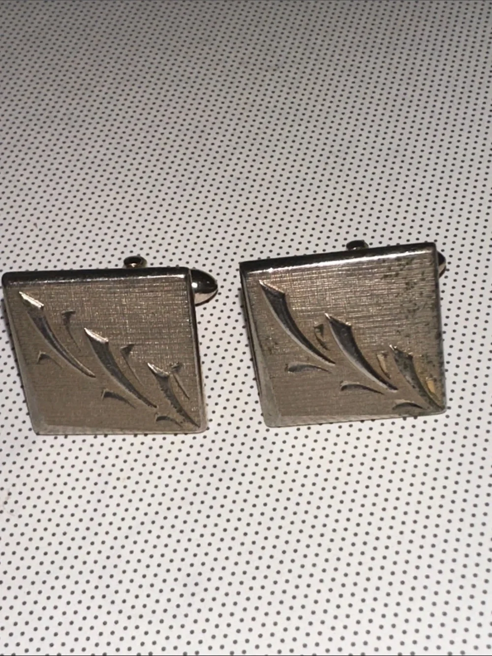 Vintage Swank Gold -Tone Square  Cufflinks with Engraved Detail